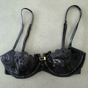 Victoria’s Secret faux leather and lace bra 34C. Vintage- Y2K